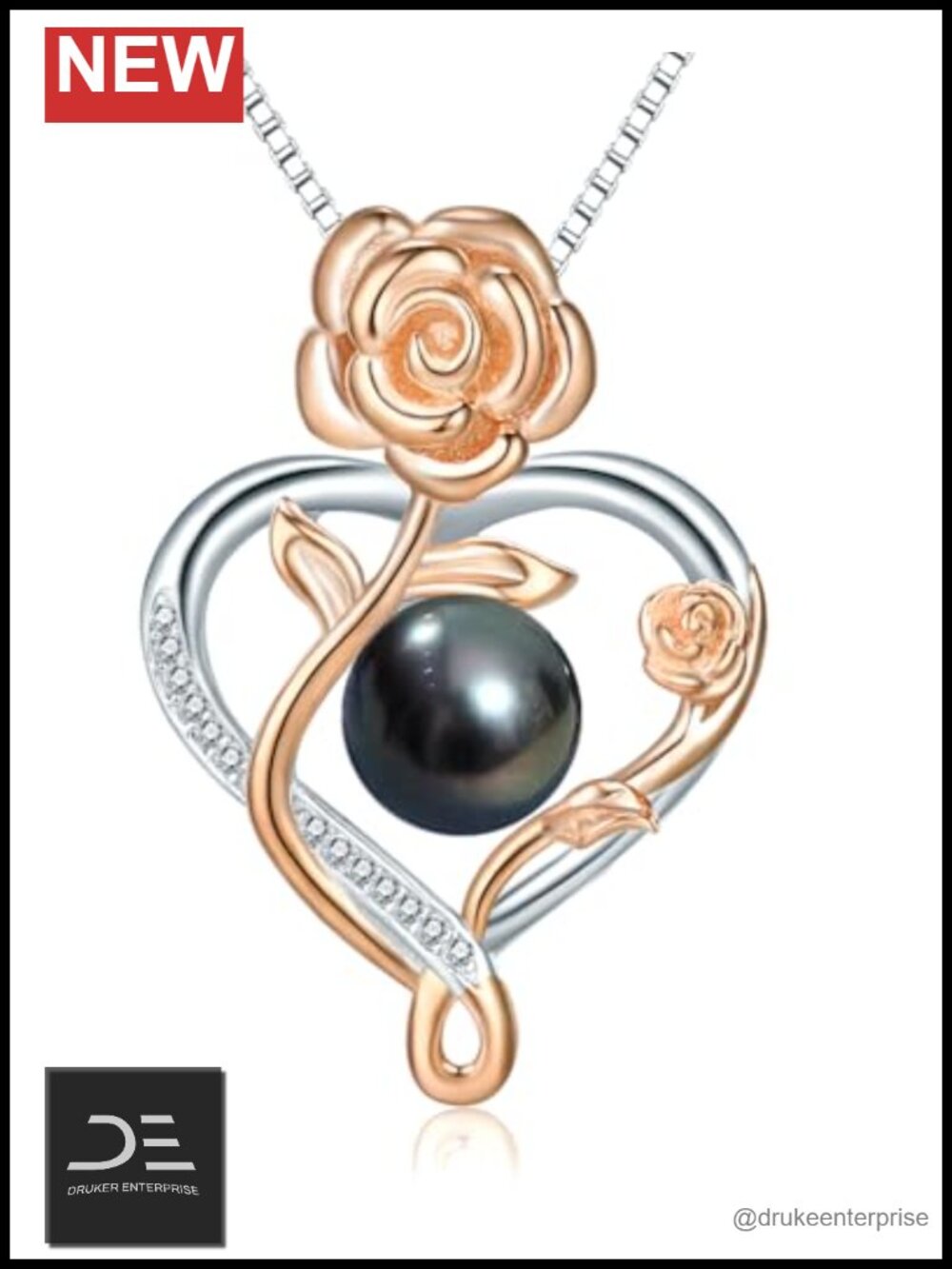 Tahitian Black Pearl Necklace S925 Sterling Silver 18K Gold Plated Gift